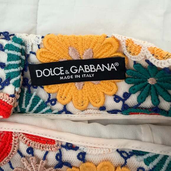 DOLCE & GABBANA MultiColor Floral Lace High Waist Mini Skirt Size 42/6 - Picture 5 of 7